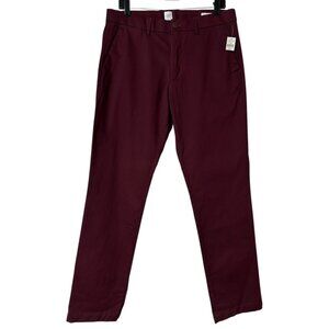 NWT Gap Straight Fit Maroon Chino Pants Men's Size‎ 34 x 32